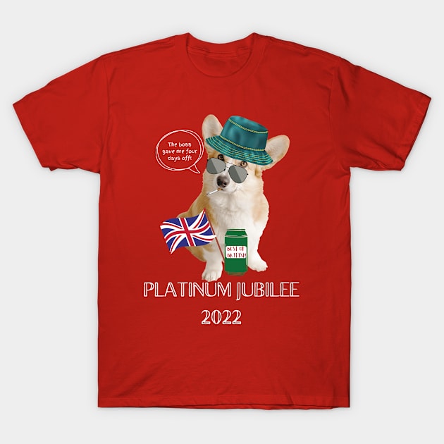 Funny Platinum Jubilee Corgi T-Shirt by Katebi Designs